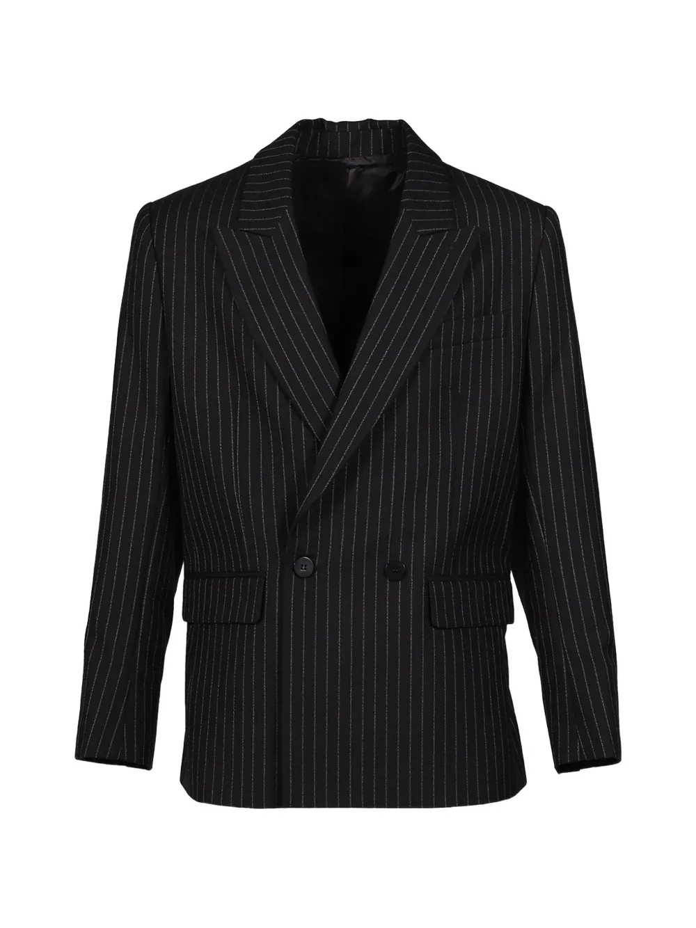 Ernest W Baker Double-breasted Pinstripe Blazer In Black