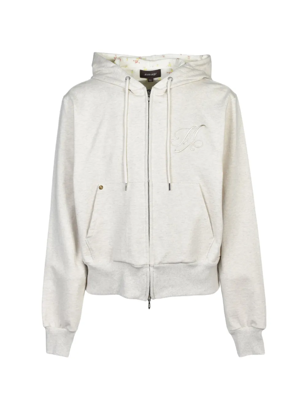 MASU floral-print zip-up hoodie - Toni neutri
