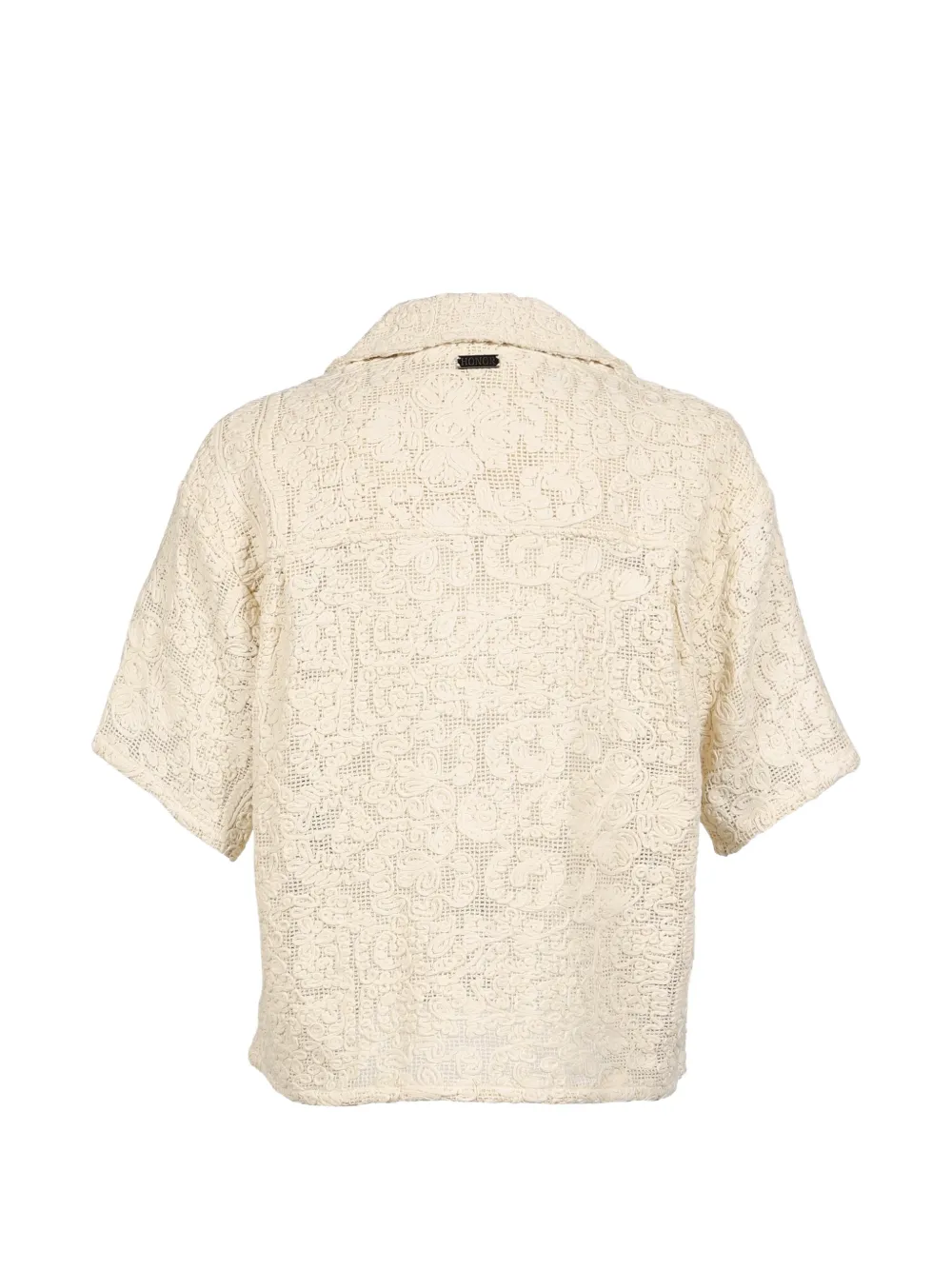 Honor The Gift crochet-lace Mind Maze Camp shirt Beige