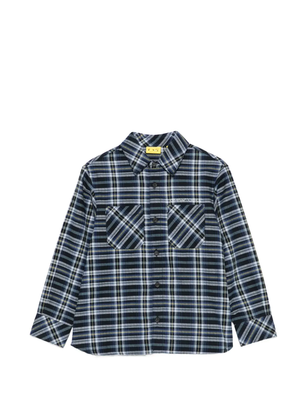 Off-White Kids logo-print checked shirt - Blu