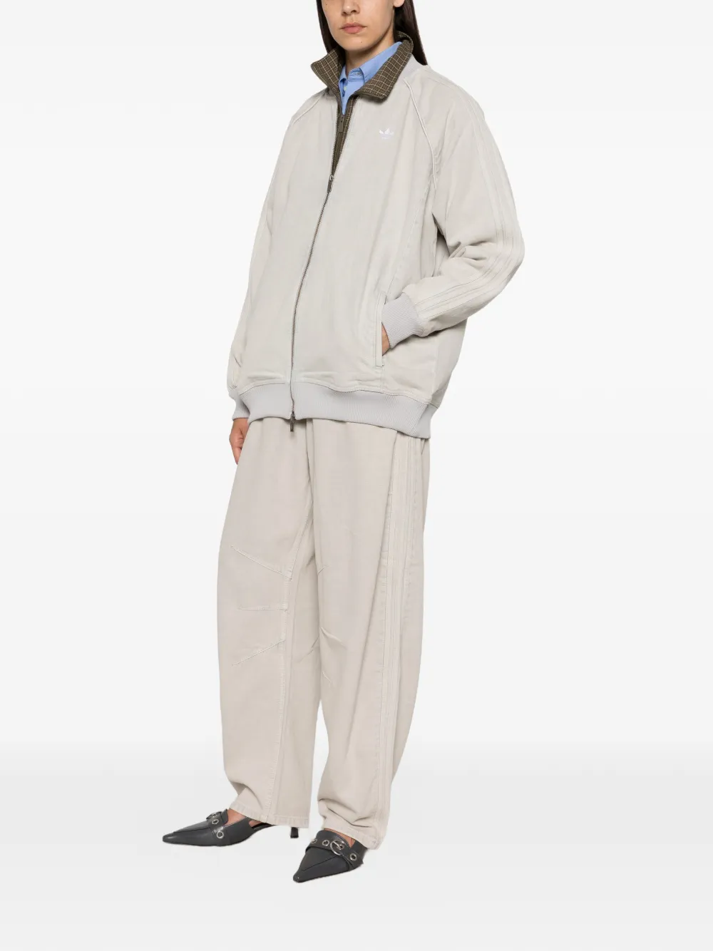 adidas 3-stripe panelled trousers Beige