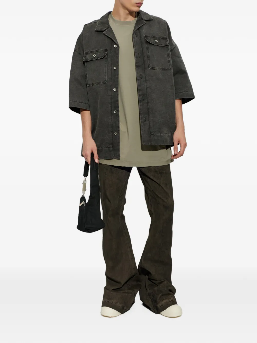Rick Owens DRKSHDW Gerafeld T-shirt met decoratieve streep Groen