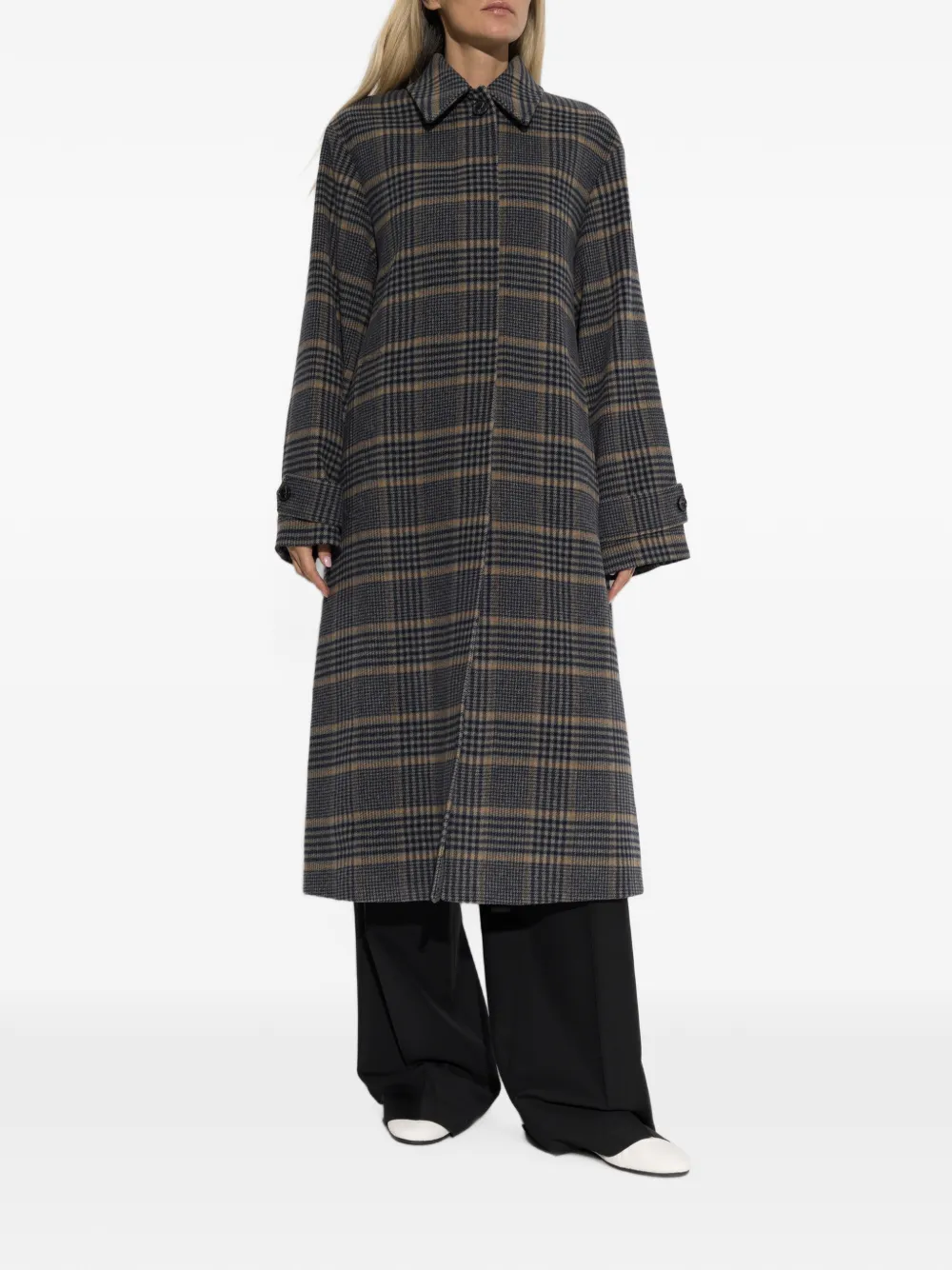 Paul Smith Geruite wollen jas met knopen Grijs