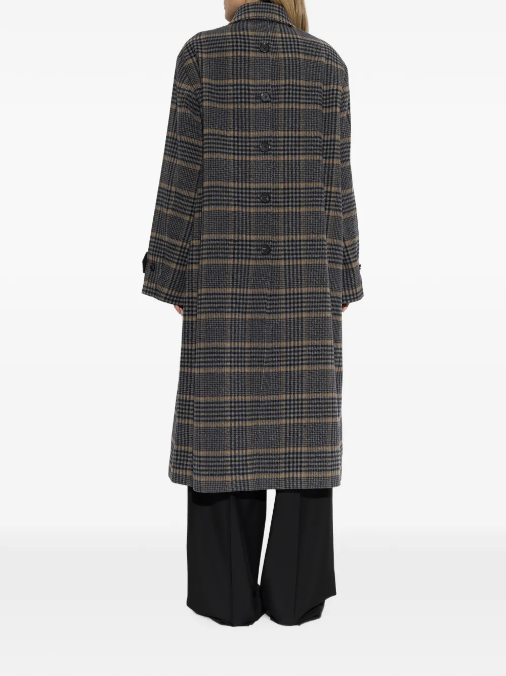 Paul Smith Geruite wollen jas met knopen Grijs