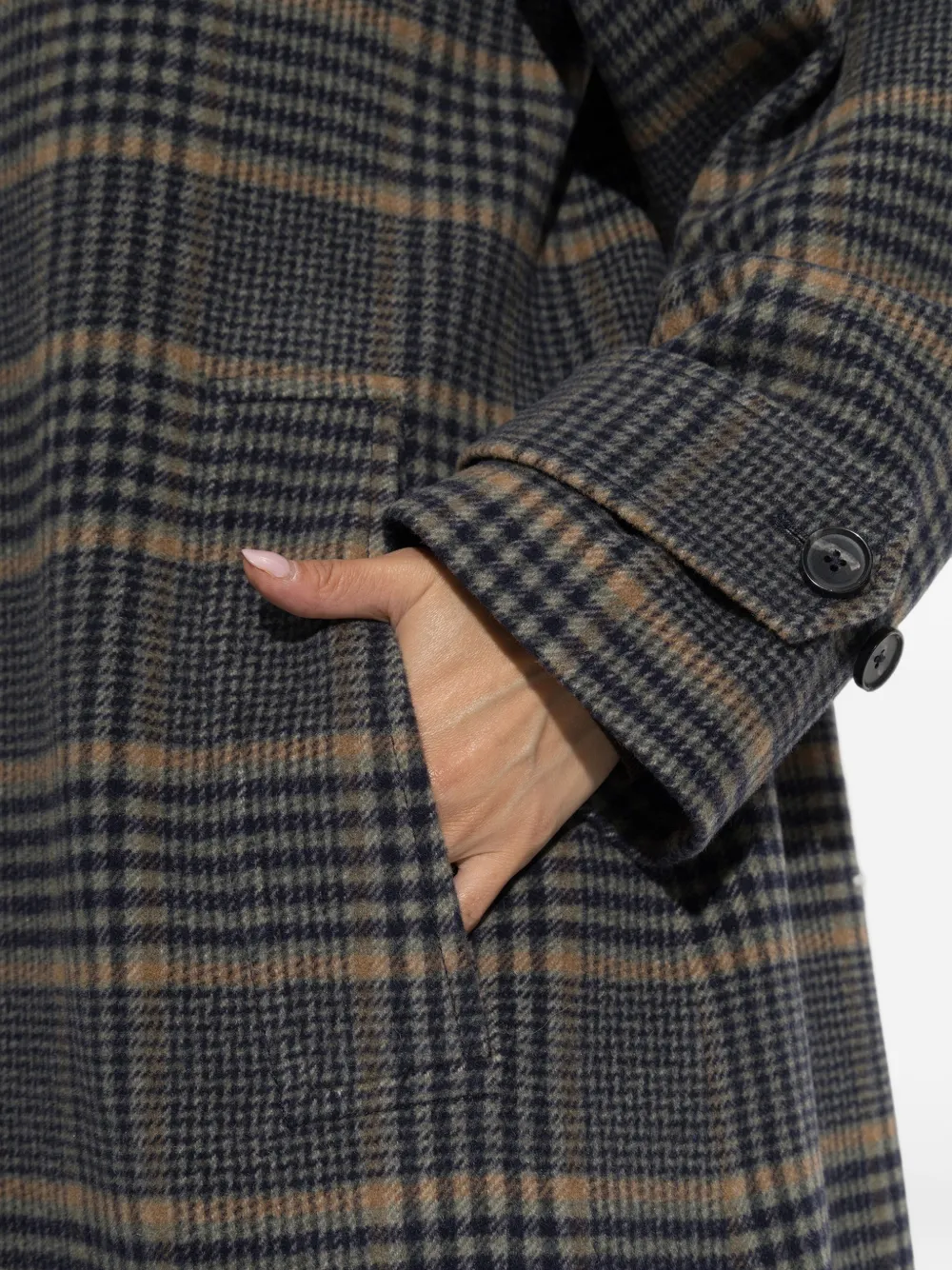 Paul Smith Geruite wollen jas met knopen Grijs