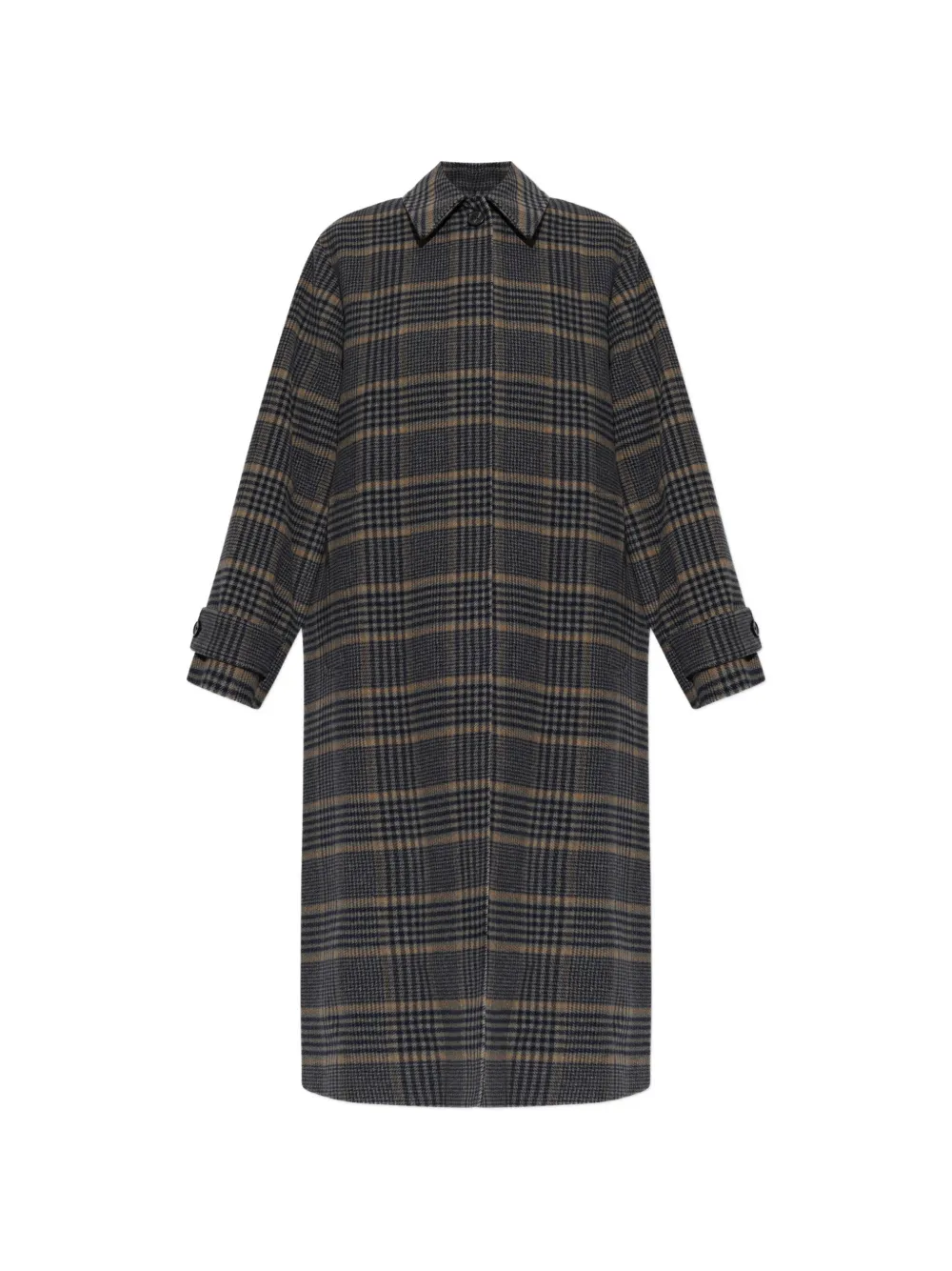 Paul Smith navy and grey check brushed wool coat with back-buttons - Grigio