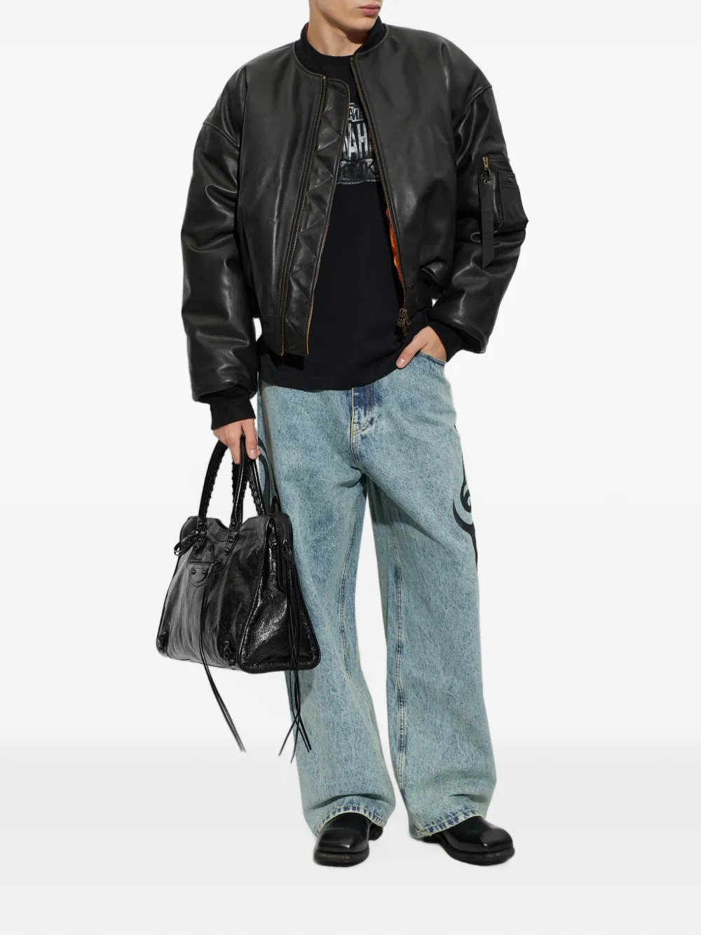 VETEMENTS leather bomber jacket Zwart