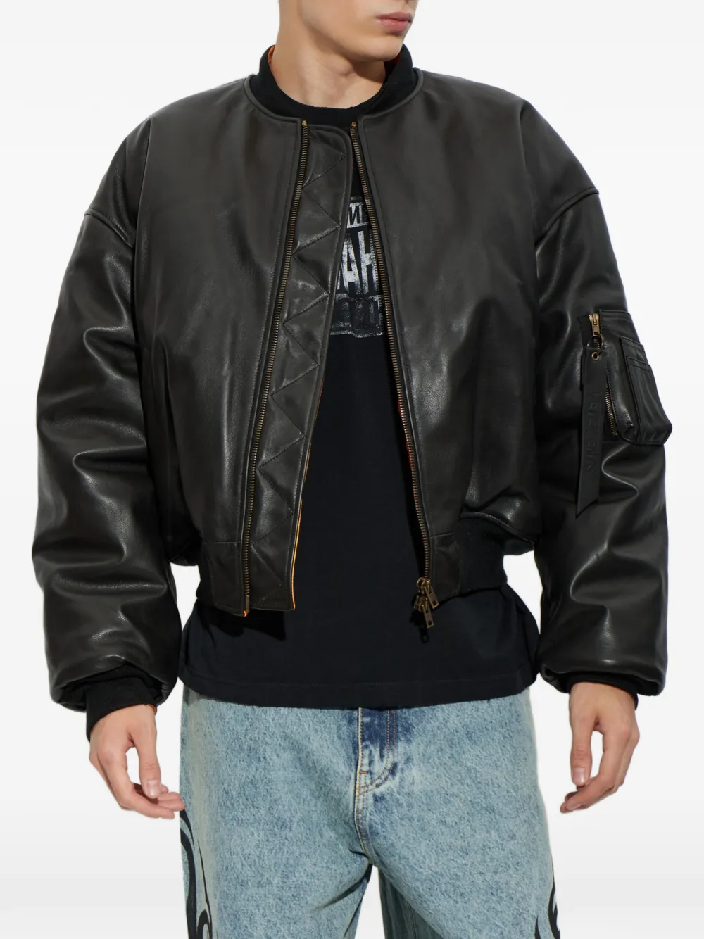 VETEMENTS leather bomber jacket Zwart