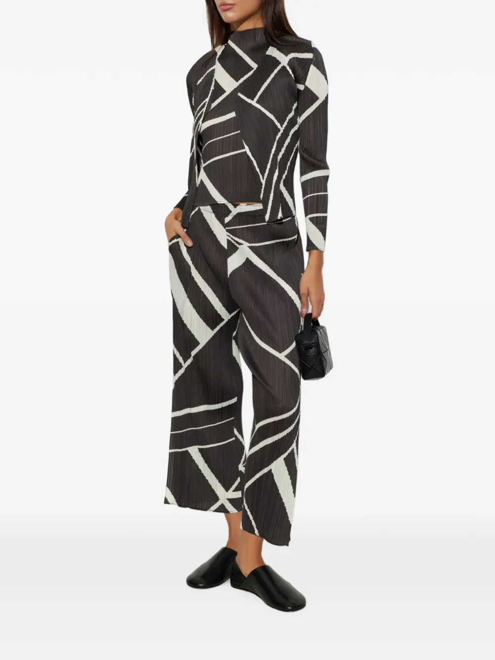 Pleats Please Issey Miyake Geplooid jack met geometrische print Grijs