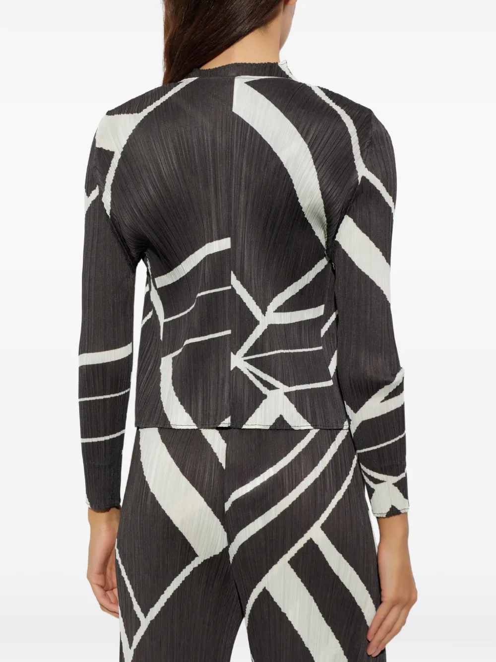 Pleats Please Issey Miyake Geplooid jack met geometrische print Grijs