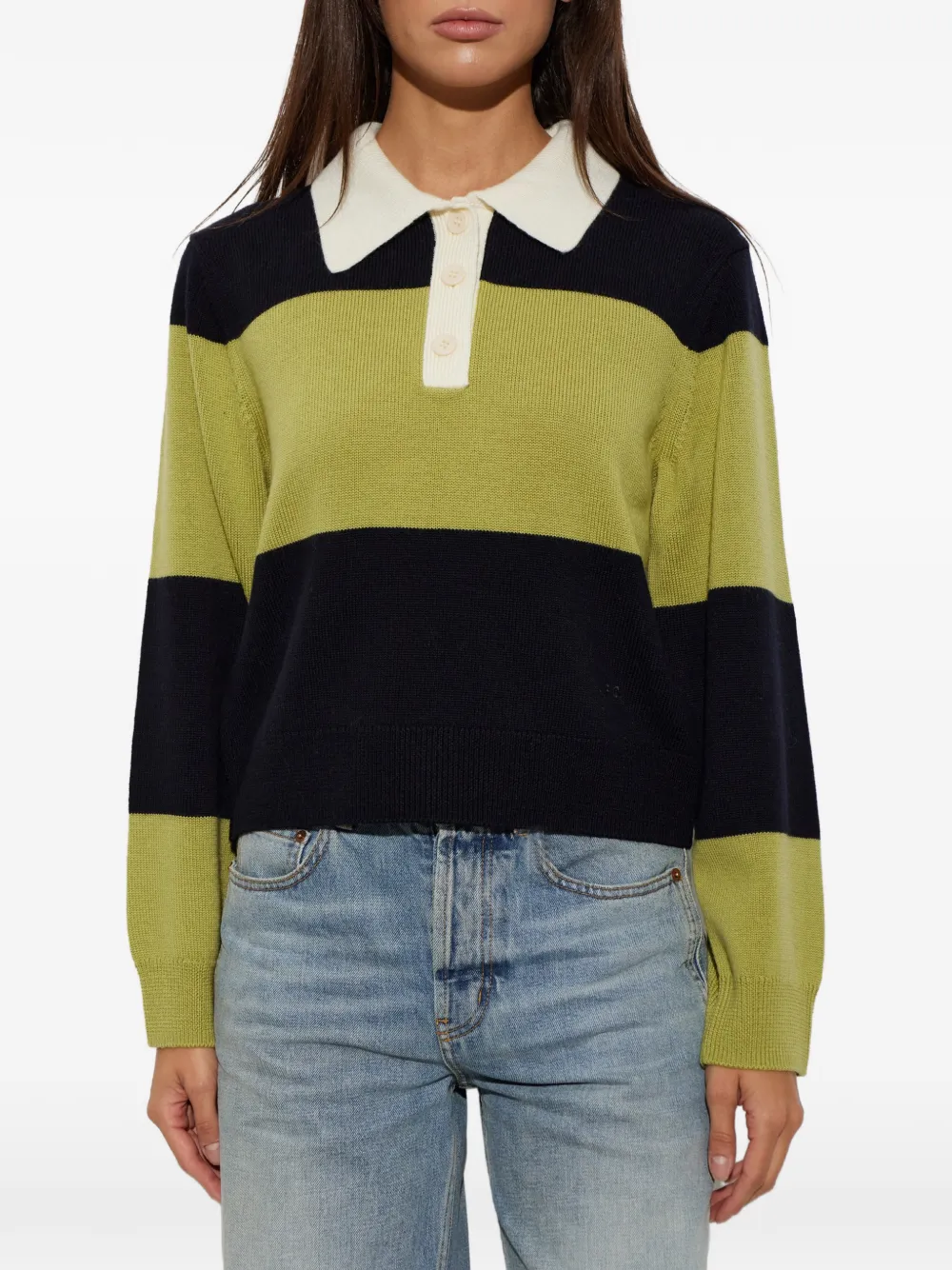 A.P.C. Louise gestreepte wollen poloshirt Groen
