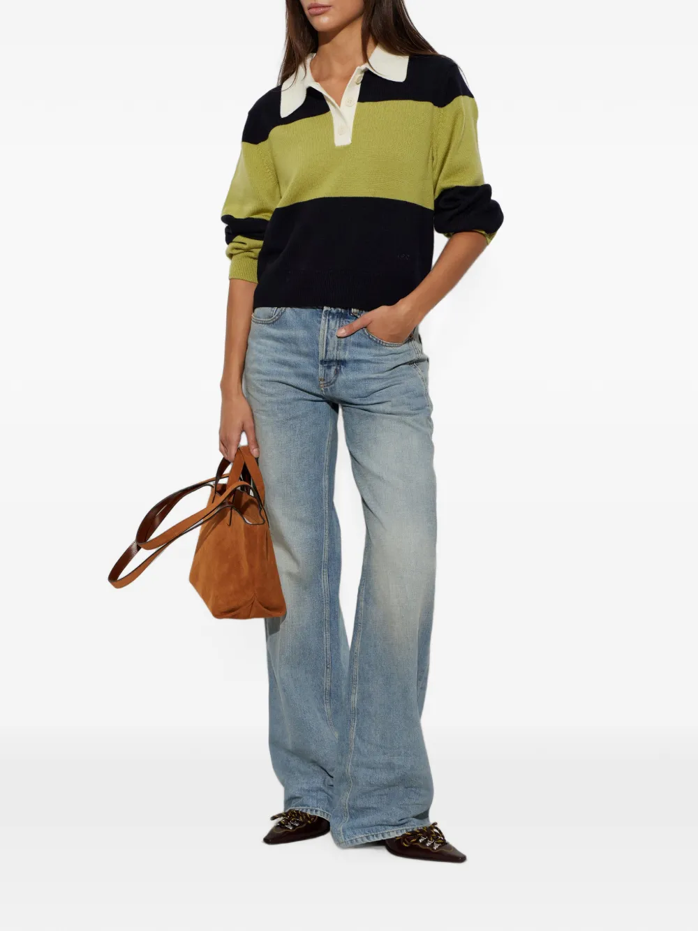 A.P.C. Louise gestreepte wollen poloshirt Groen