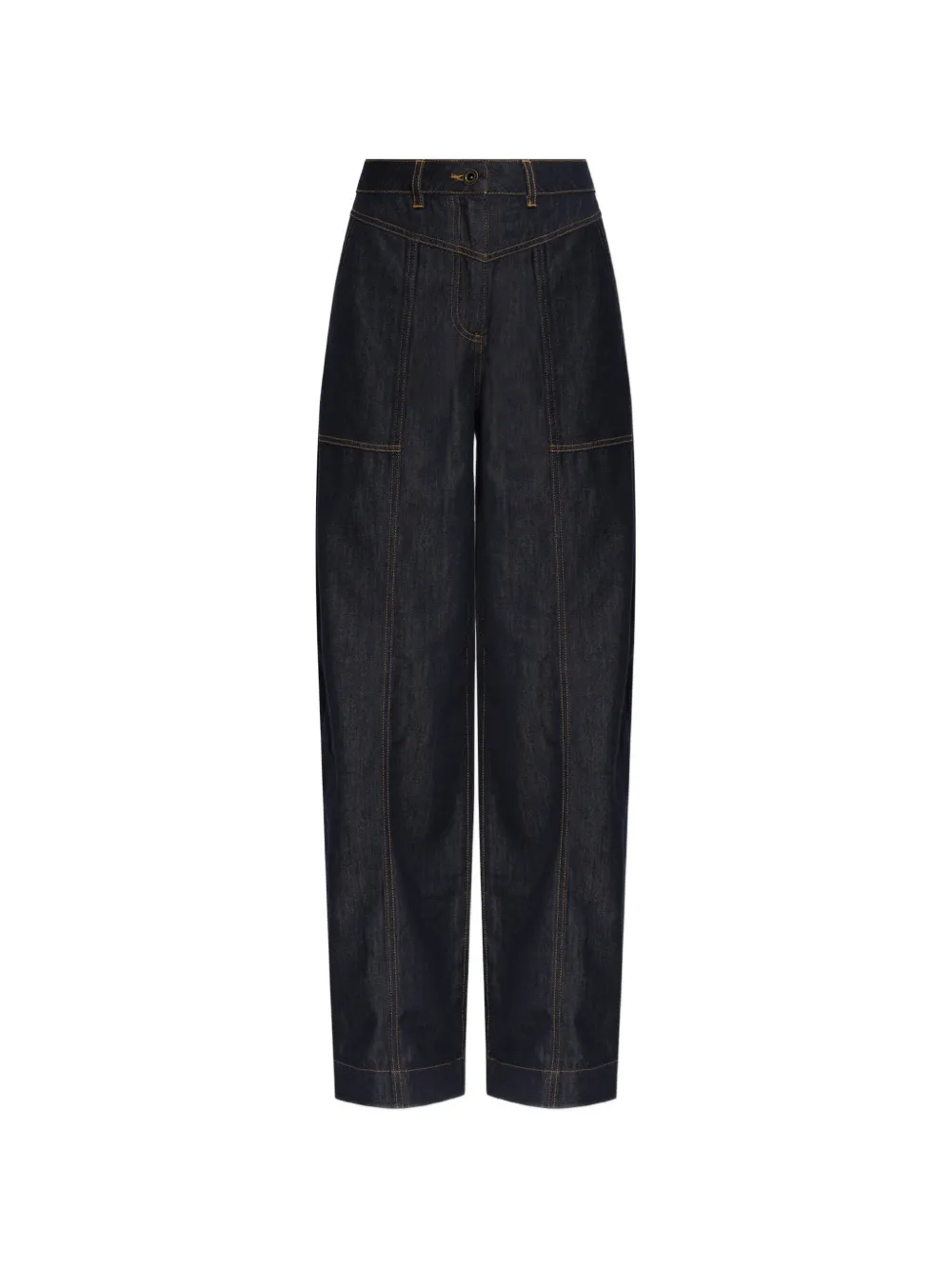 Self-Portrait contrast-stitch wide-leg jeans - Blu