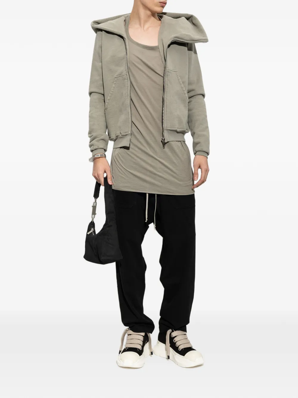 Rick Owens DRKSHDW Hoodie met asymmetrische rits Beige