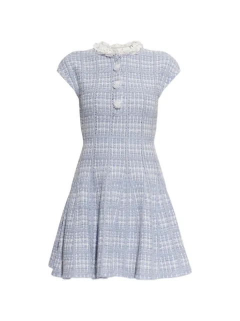 Self-Portrait appliqué-neckline bouclé-knit mini dress