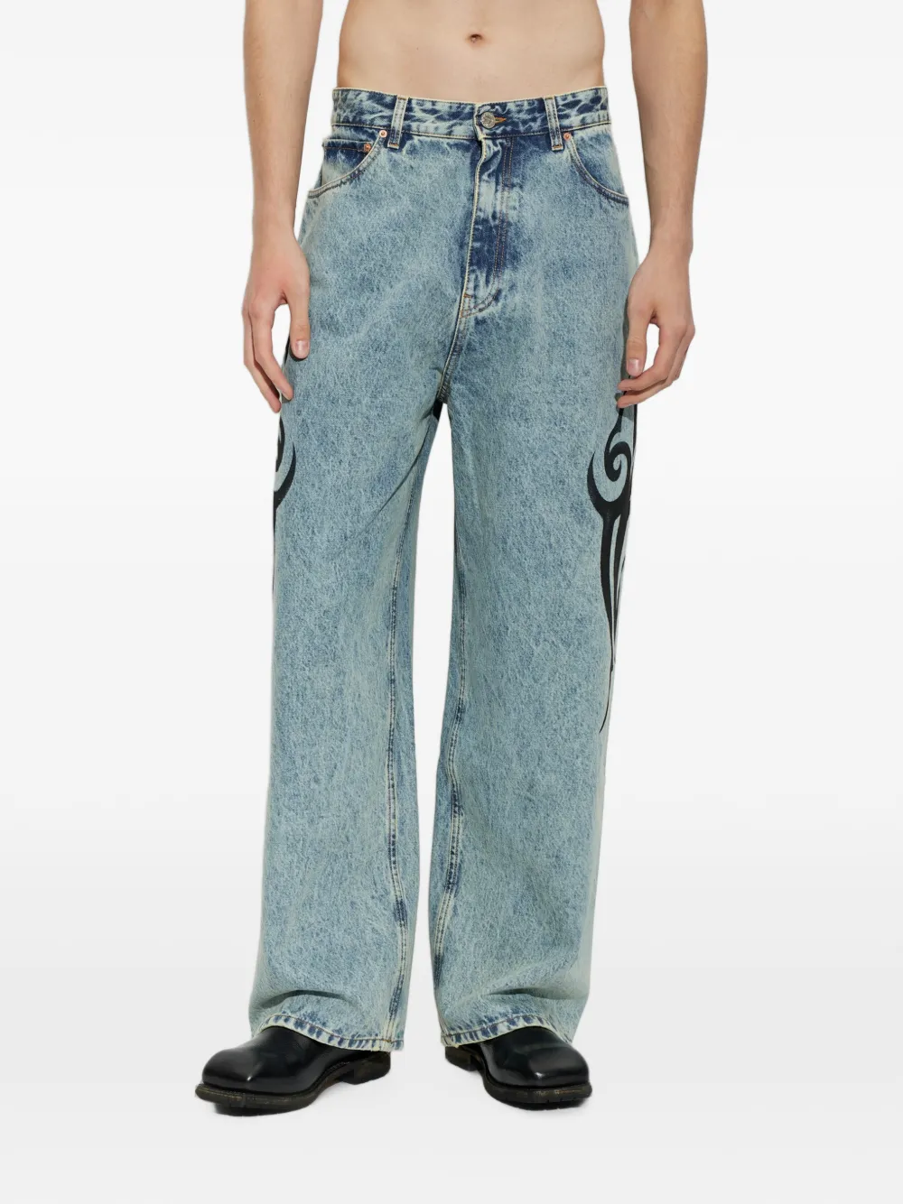 VETEMENTS graphic-print jeans Blauw