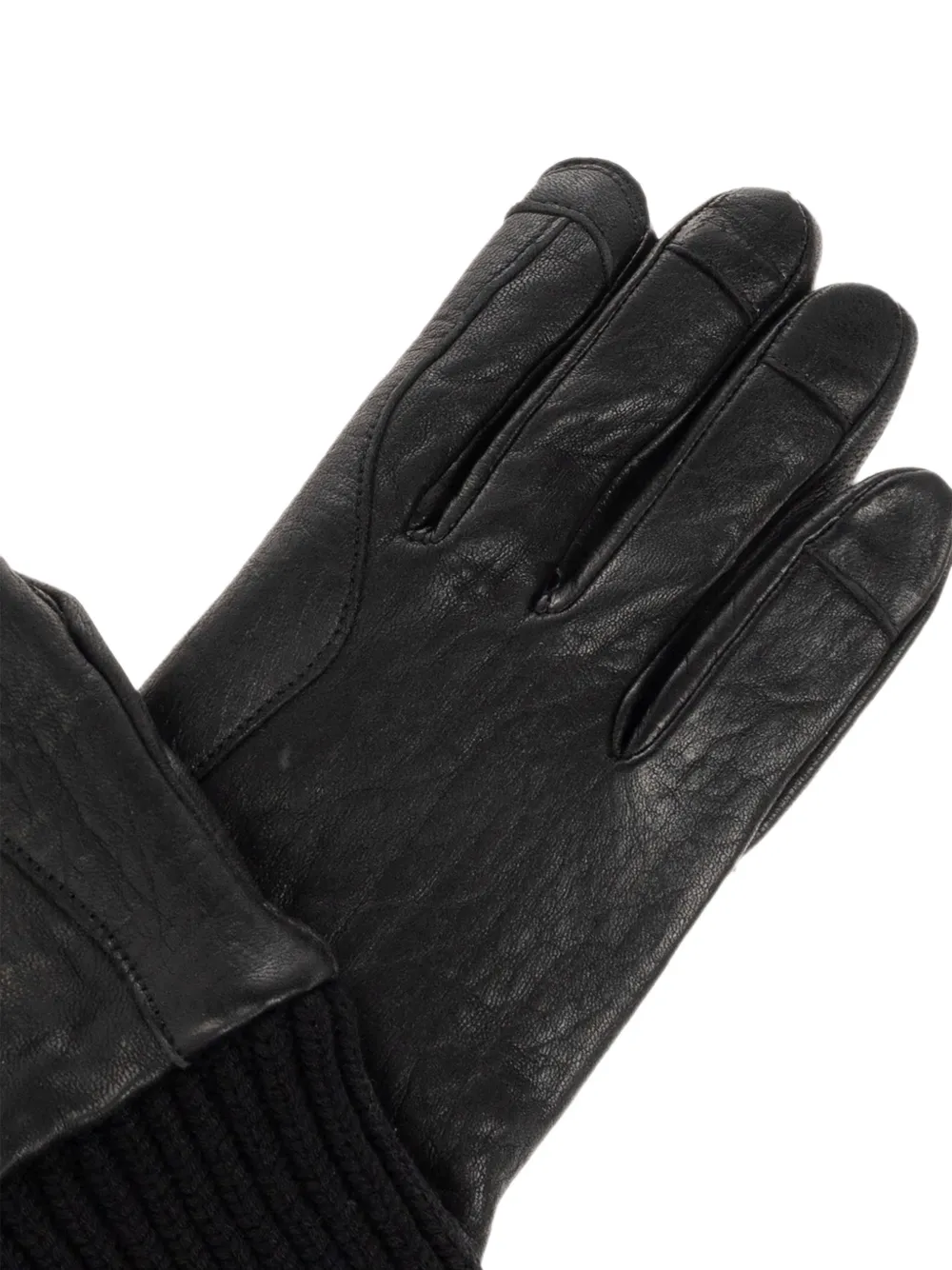 Rick Owens ribbed-cuff leather gloves Zwart