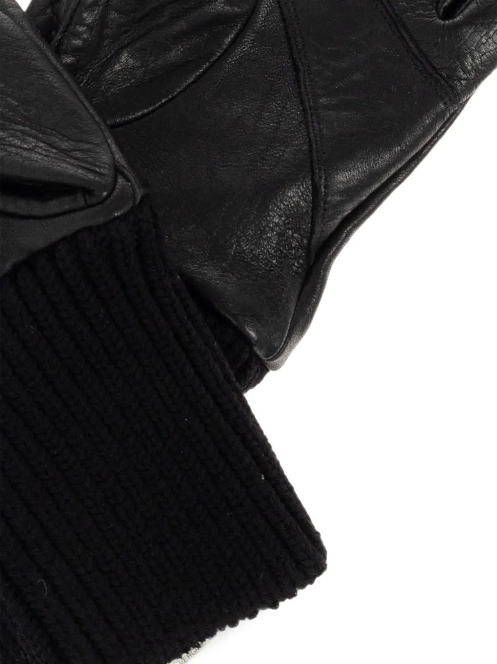Rick Owens ribbed-cuff leather gloves Zwart