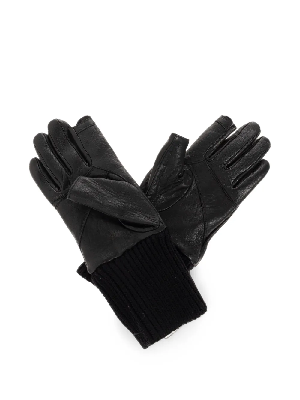 Rick Owens ribbed-cuff leather gloves Zwart