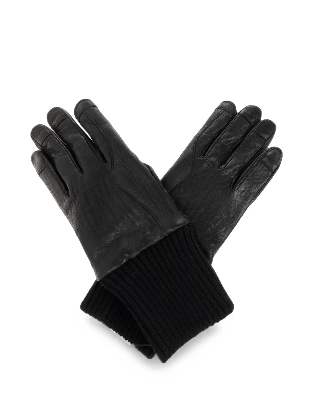 Rick Owens ribbed-cuff leather gloves - Nero