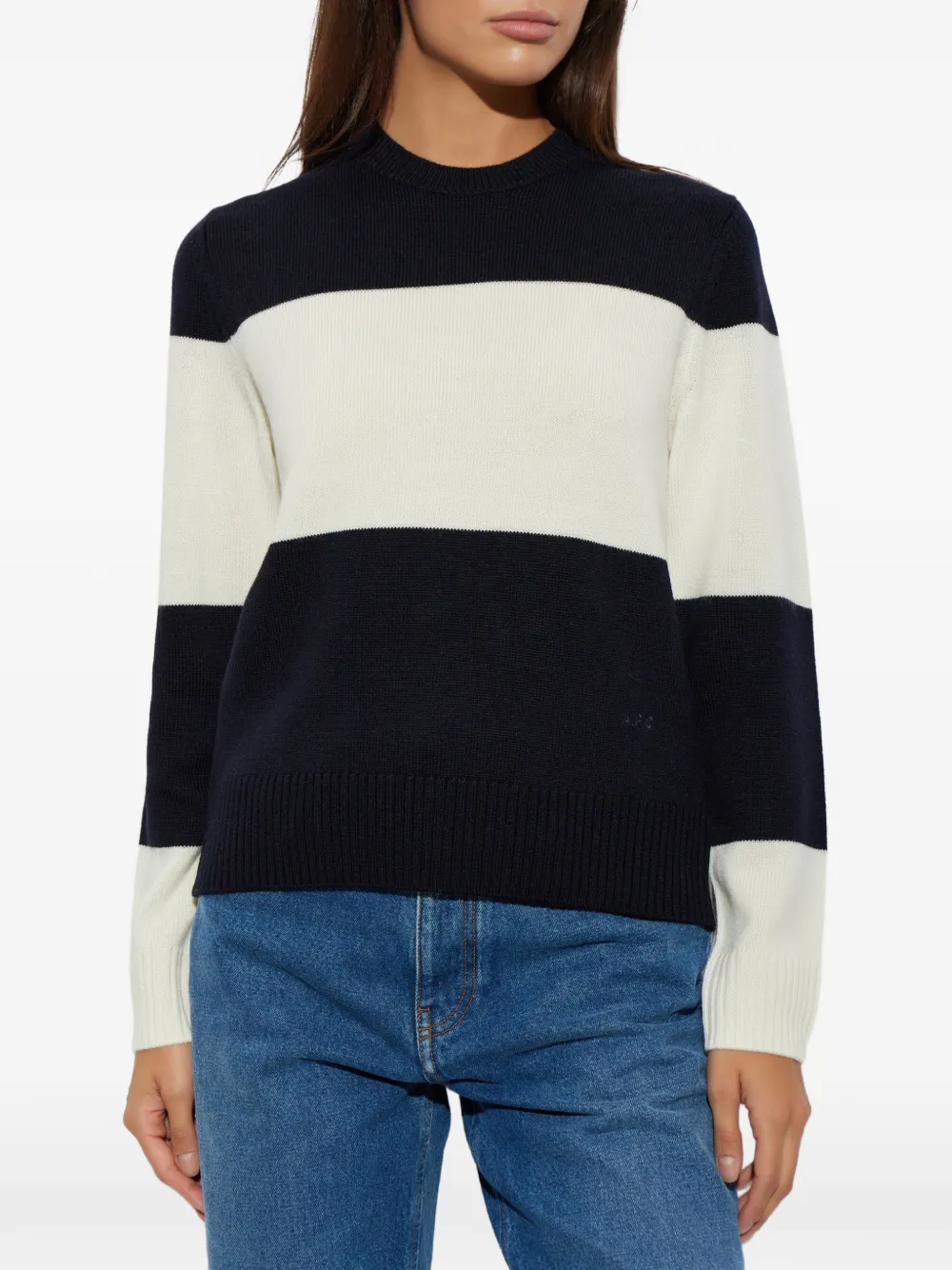 A.P.C. Amelle gestreepte wollen trui Beige