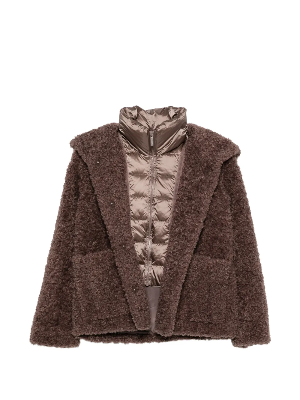 bomboogie hooded teddy-texture jacket - Marrone