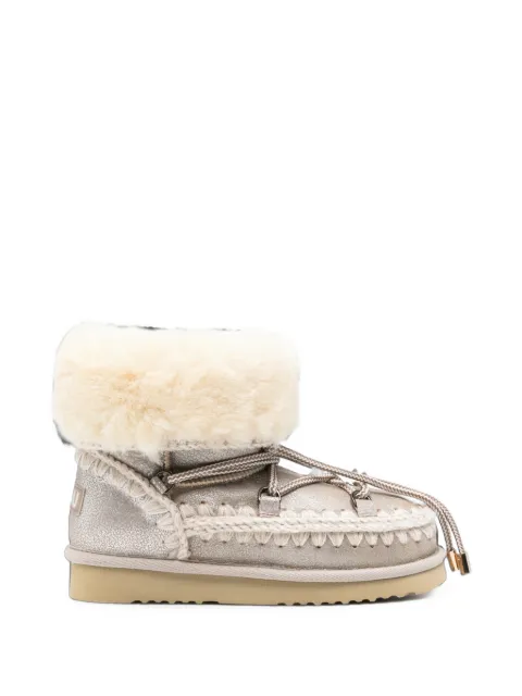 Mou crochet-trim metallic leather ankle boots