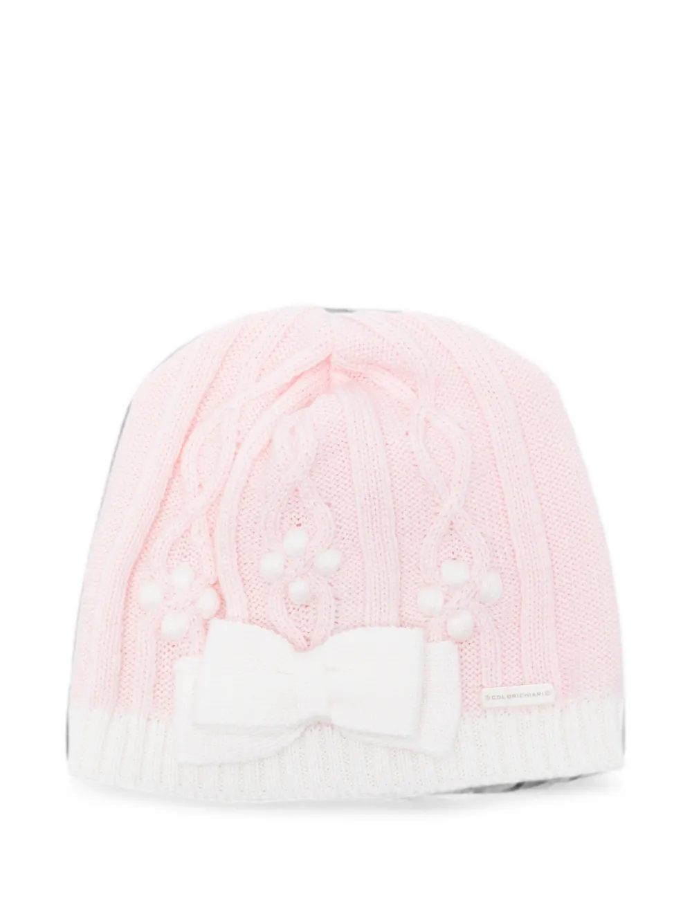 Colorichiari bow-detail beanie hat - Rosa