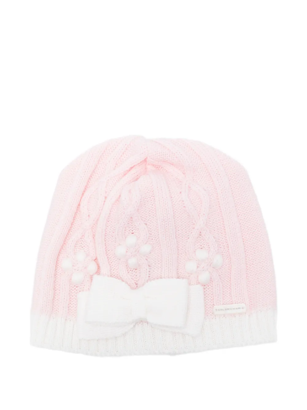 Colorichiari bow-detail beanie hat - Rosa