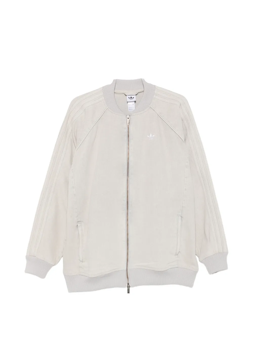 adidas logo-embroidered zip-up jacket - Toni neutri