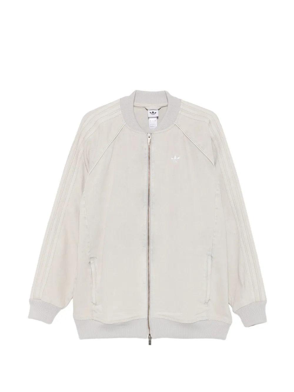 adidas logo-embroidered zip-up jacket - Toni neutri