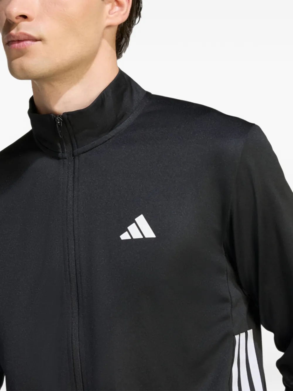 adidas Workout Essentials 3-Stripes zip-up sweater Zwart