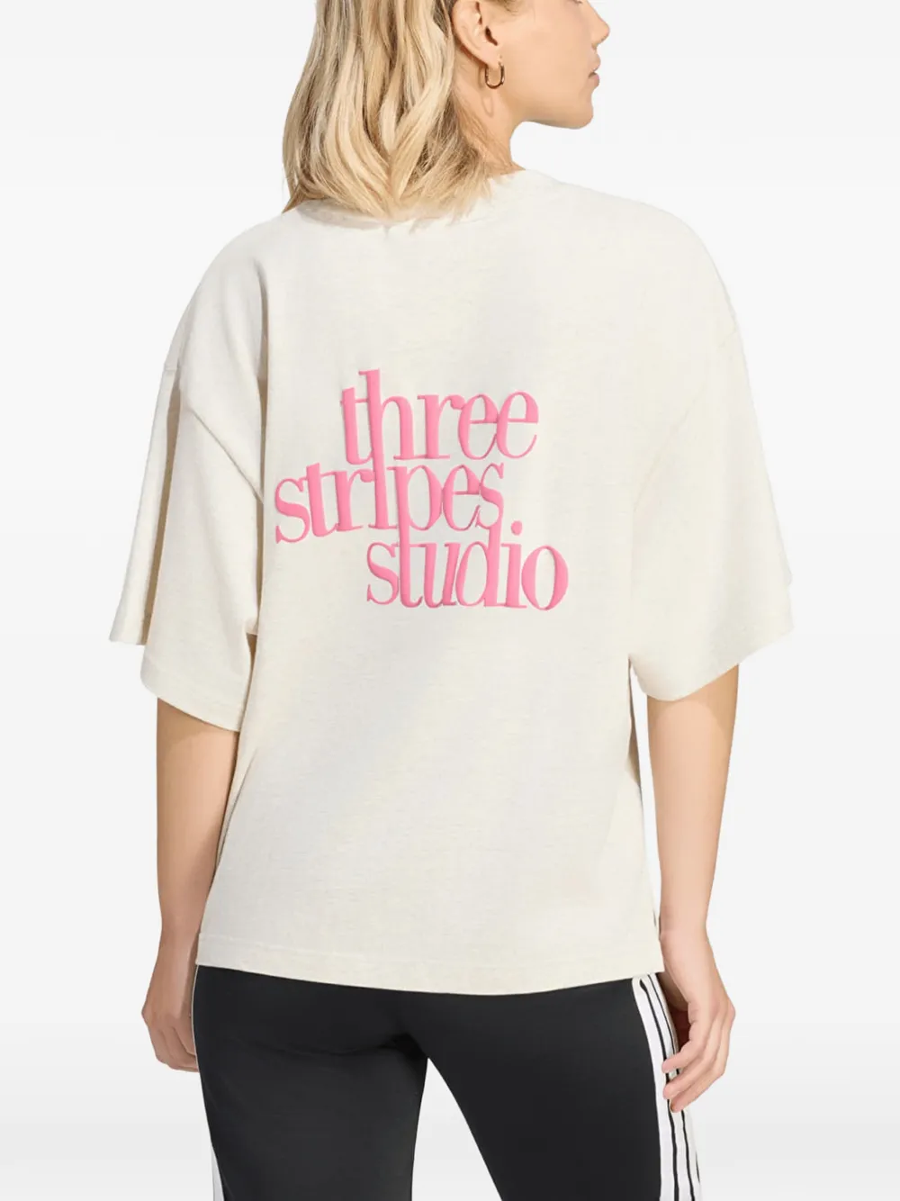 adidas Three Stipes Studio T-shirt Beige