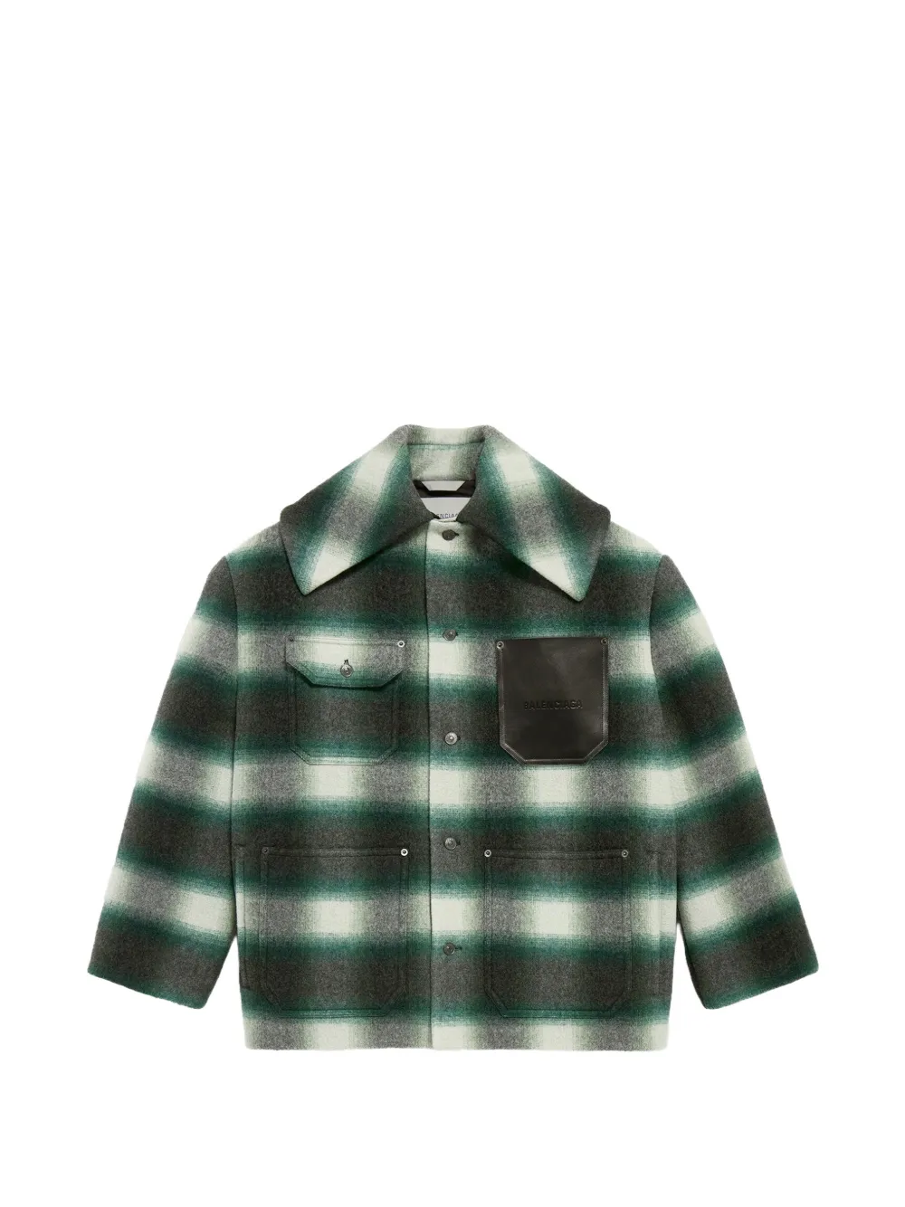 Balenciaga Cocoon check flannel shirt jacket - Verde