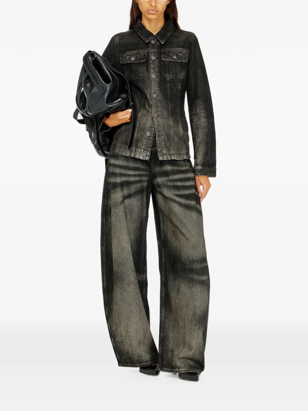 Diesel relaxed jeans high-waist 1987 D-Khelz Zwart