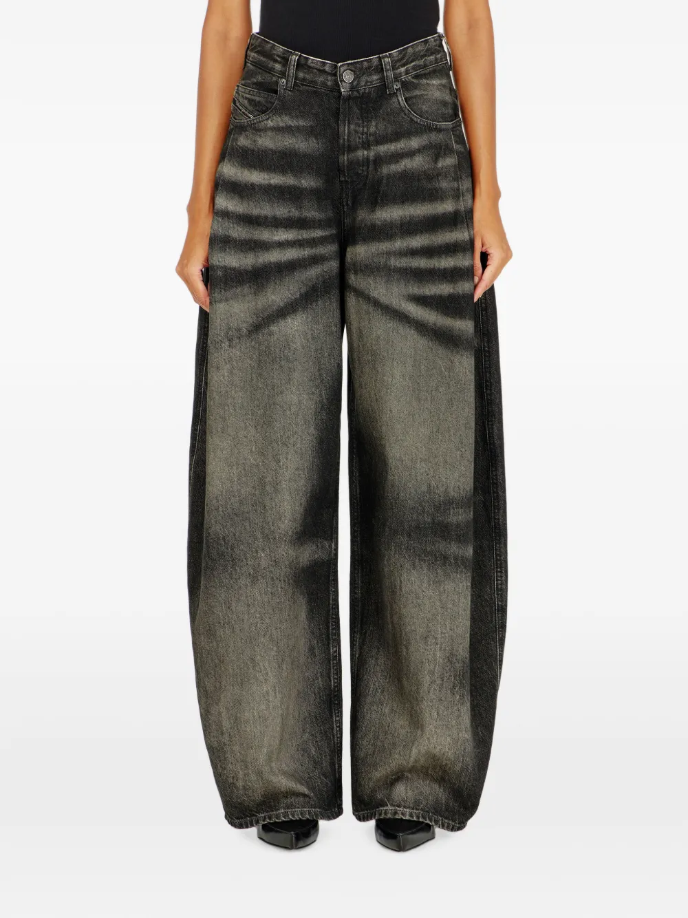 Diesel relaxed jeans high-waist 1987 D-Khelz Zwart