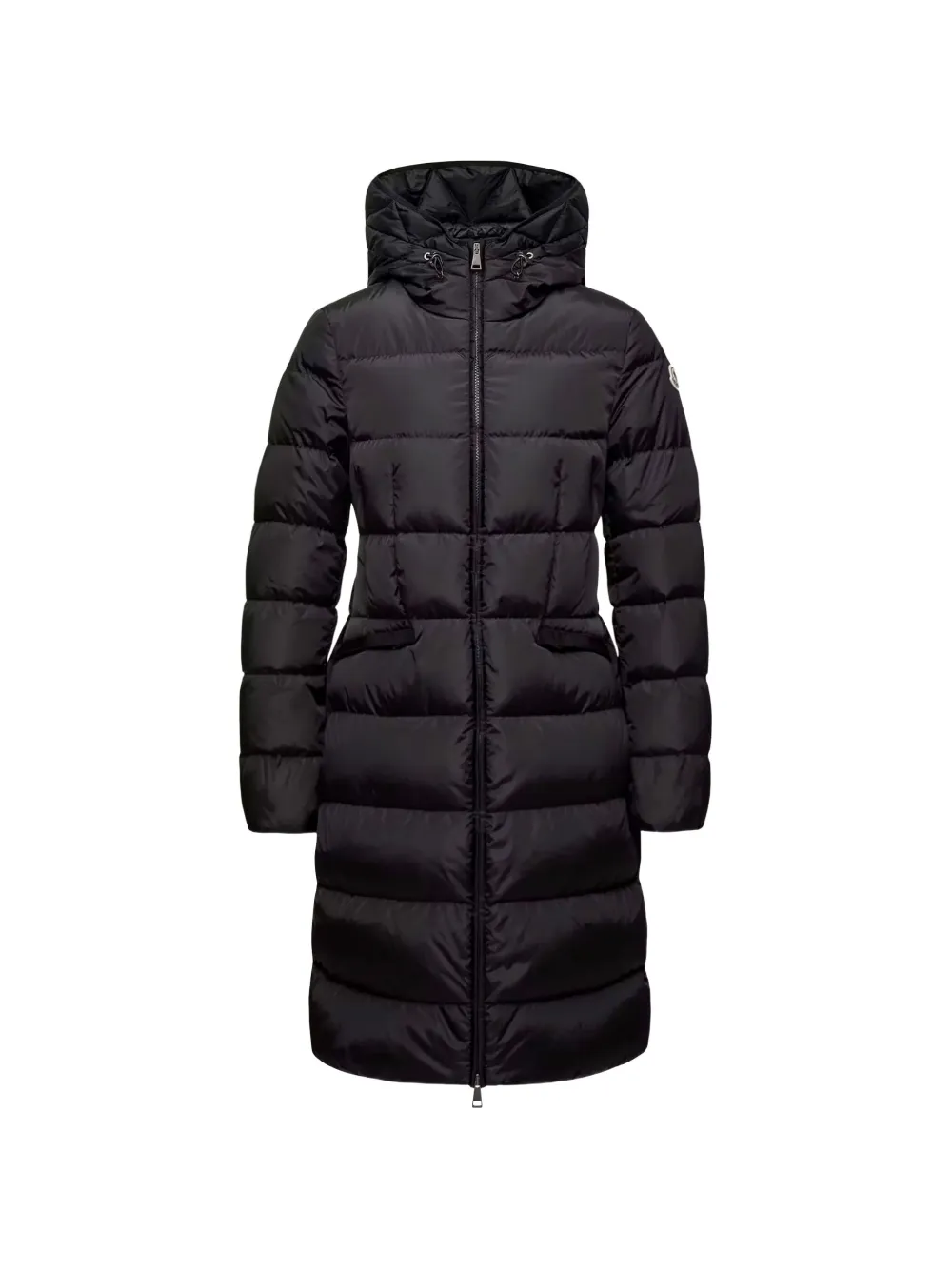 Moncler Avocette hooded long down coat Zwart