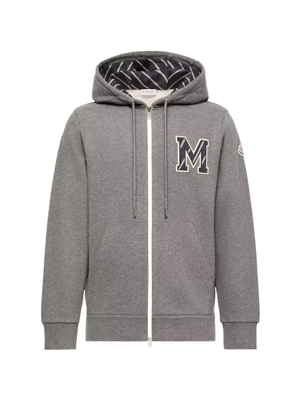 Moncler monogram cotton zip-up hoodie Grijs