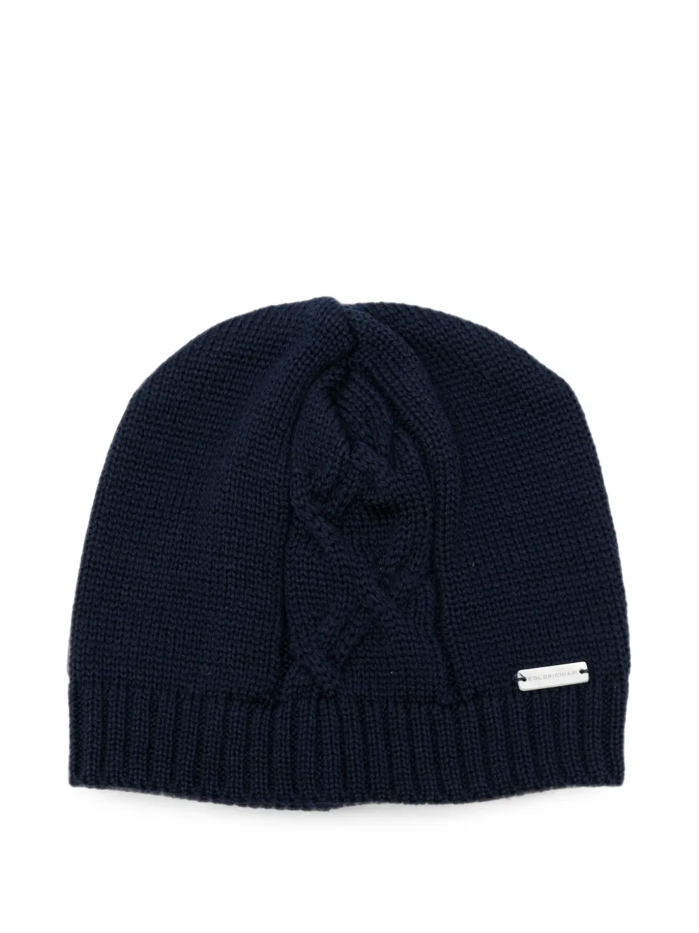 Colorichiari cable-knit logo-plaque beanie hat - Blu