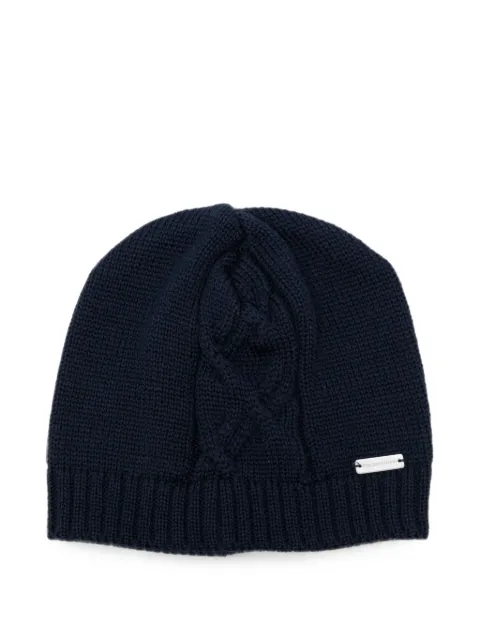 Colorichiari cable-knit logo-plaque beanie hat