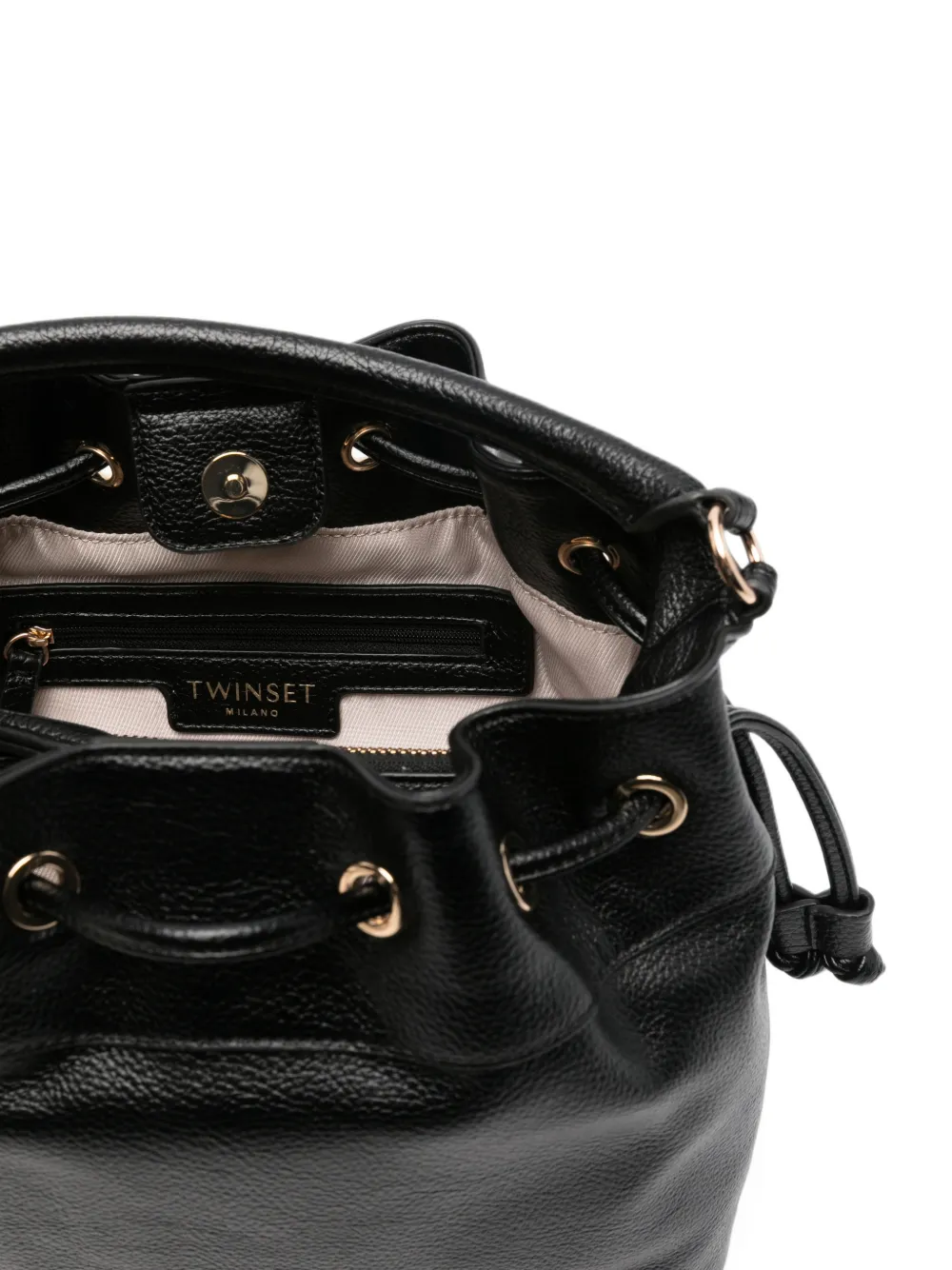 TWINSET Shopper met nerfstructuur en trekkoord Zwart