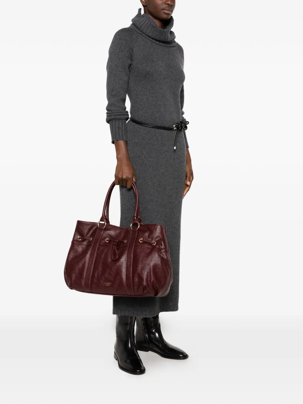 TWINSET Shopper met nerfstructuur en trekkoord Rood