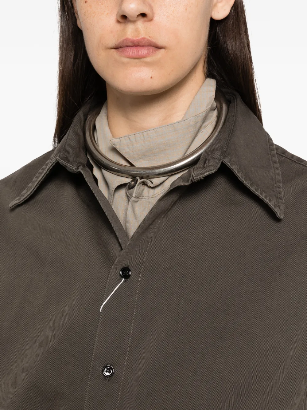 MM6 Maison Margiela drawstring-waist shirt mini dress Bruin