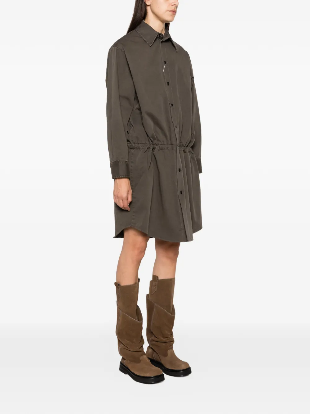 MM6 Maison Margiela drawstring-waist shirt mini dress Bruin