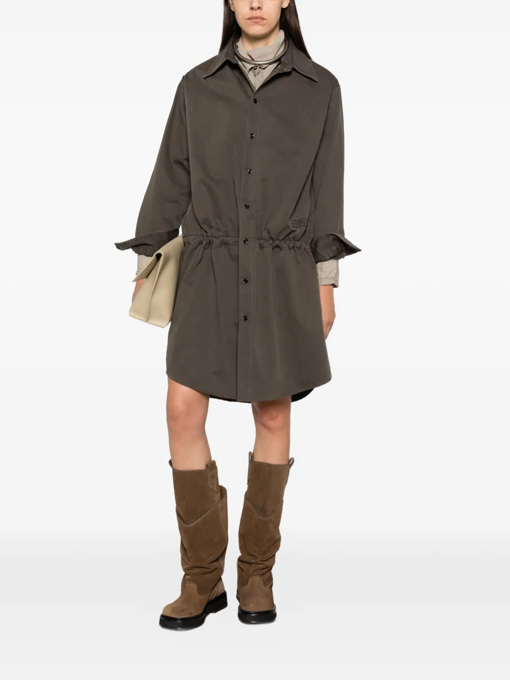 MM6 Maison Margiela drawstring-waist shirt mini dress Bruin