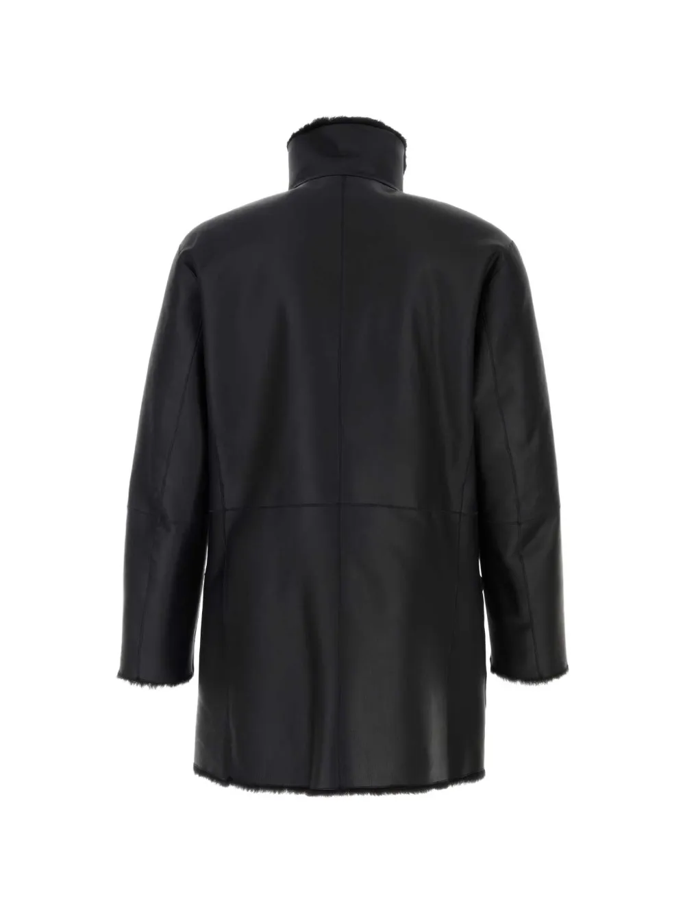 Giorgio Armani double-breasted shearling coat Zwart