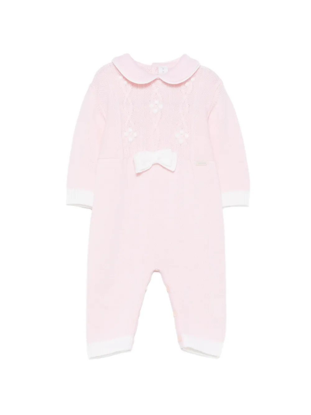 Colorichiari barboteuse en maille torsadée et détail de nœud - Rose Colorichiari barboteuse en maille torsadée et détail de nœud - Rose