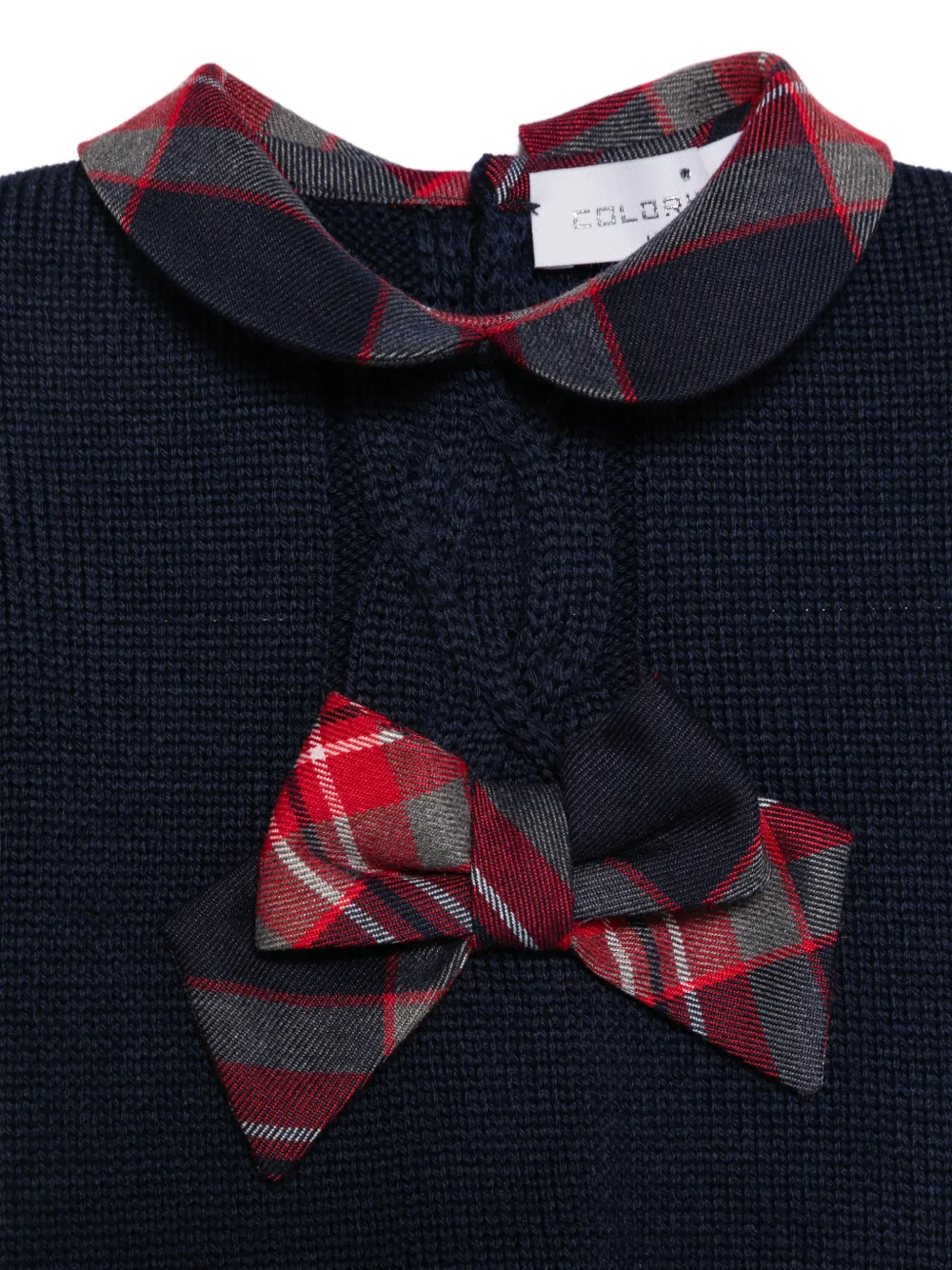 Colorichiari tartan-print bow-detail shorts set Blauw