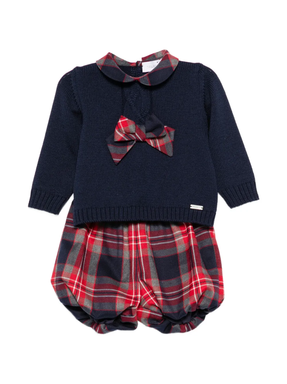 Colorichiari ensemble short à motif tartan et détail de nœud - Bleu Colorichiari ensemble short à motif tartan et détail de nœud - Bleu