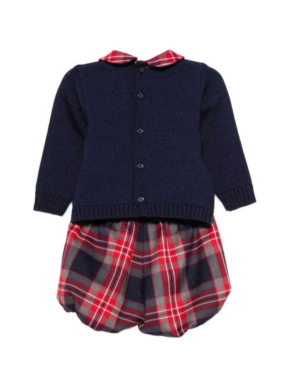 Colorichiari tartan-print bow-detail shorts set Blauw
